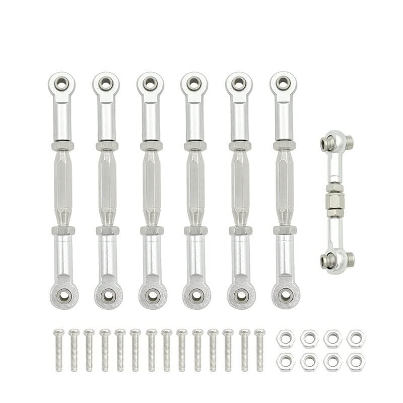 LEWAGH 1 Set Aluminum Turnbuckle Camber Link End Adjustable Kit for 1/10 1:10 Traxxas Slash 4X4/2WD RC Car Upgrade Parts(Silver)