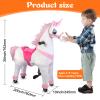 Kang&Chang Plush Pink Unicorn Ride On Pony Toy view 2