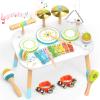 12-in-1 Drum Set for Toddlers 1-3,Baby Musical Instruments Table ,Wooden Montessori Toys with Xylophone,Bongo Drums,Cymbals,Maracas & Wrist Bells,Birthday Gift for 1 2 3 Year Old Boy Girls view 1