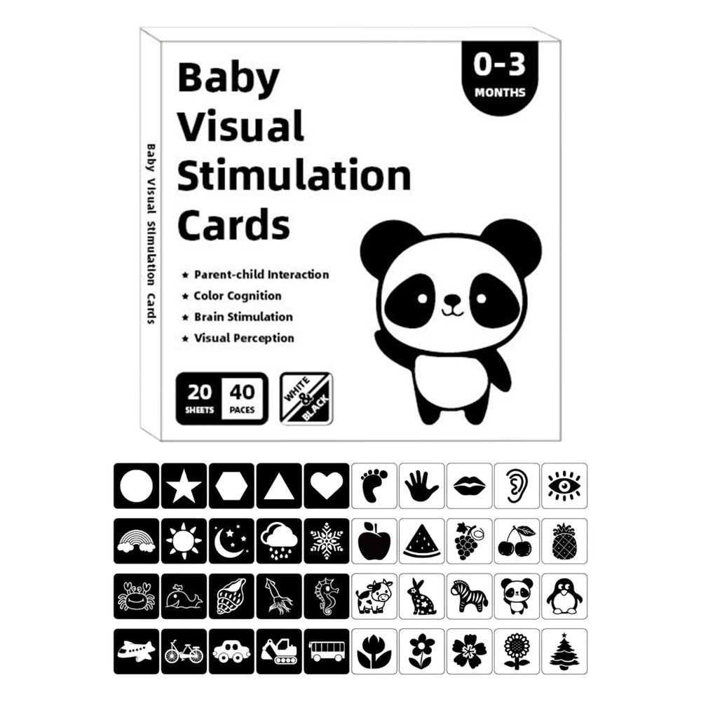 Black and White Babys Flash Cards High Contrast Activity Cards, Sensory Exploration, Easy to Handle | Visual Stimulation Learning Set for 0-3 Month, Early Development, Cognitive Growth