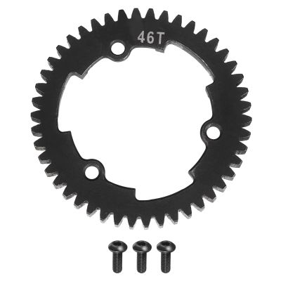 MECCANIXITY M1 Hardened Steel Spur Gear, 46T 35.3mm Shaft Hardened Steel Upgrades Main Spur Gear for Brushless Brush Motor Model Car (Black)