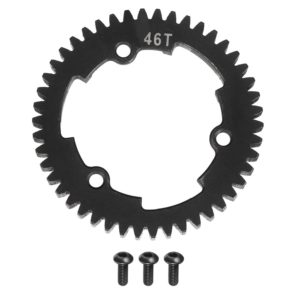 MECCANIXITY M1 Hardened Steel Spur Gear, 46T 35.3mm Shaft Hardened Steel Upgrades Main Spur Gear for Brushless Brush Motor Model Car (Black)