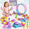 Unicorn Toys Car Race Tracks for Kids, 360 Flexible DIY Magic Racing Monster Tracks Toy with 3 Vehicle, Toddler Toys Birthday Gifts for 3 4 5 6 7 Year Old Girl view 1