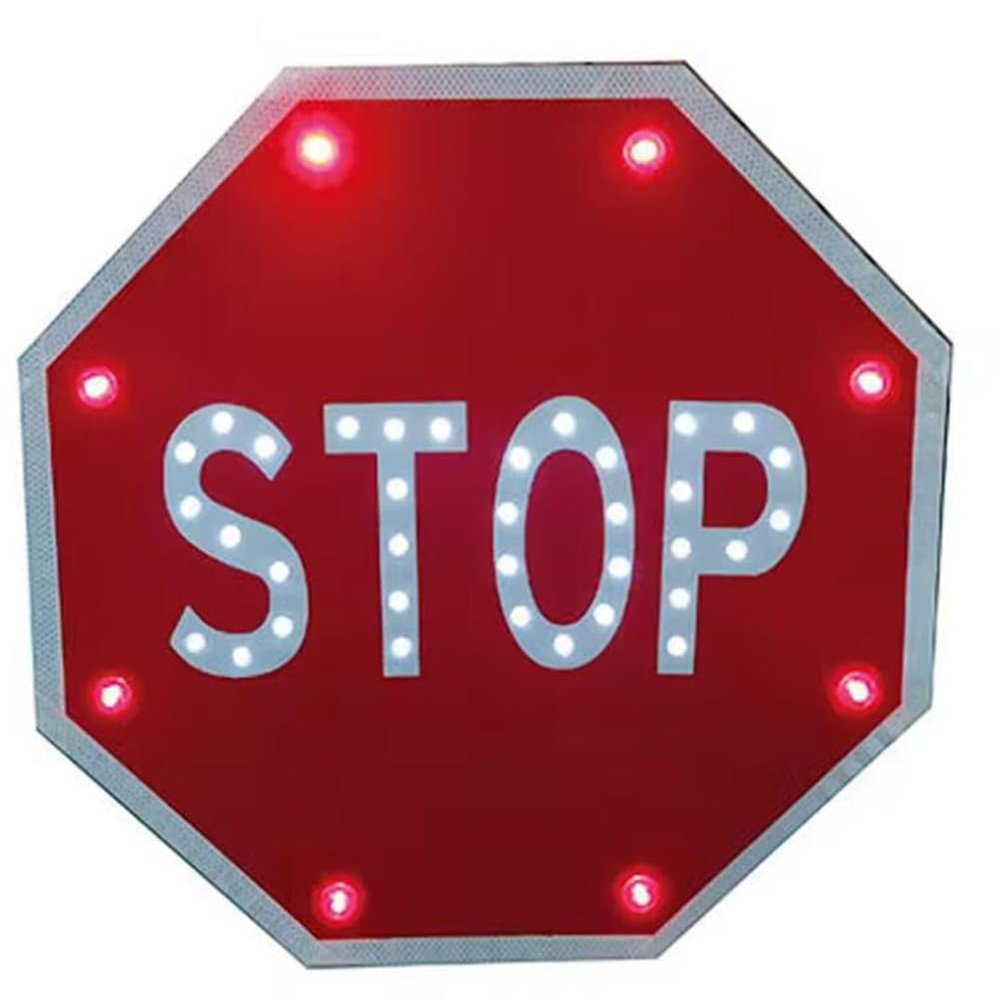 24" Solar Power Stop Flashing Traffic Signs Pedestrian Walk Sign For Lighted Illumanated Led Light Traffic Road Signs
