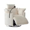FOXHUNTER Manual Nursery Rocking Chairs Glider Rocking Chair 360Swivel Rocking Recliner with Phone Holder,Footrest,Oversized Rocker Chair for Living Room,Corduroy,White view 1
