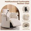 FOXHUNTER Manual Nursery Rocking Chairs Glider Rocking Chair 360Swivel Rocking Recliner with Phone Holder,Footrest,Oversized Rocker Chair for Living Room,Corduroy,White view 2