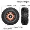 4pcs 1.9'' Beadlock Wheels and Tires with -8.9mm Offset Compatible With 1/10 Scale RC Crawler Cars Including, TRX6, CC01, and D110 Models(4pcs Silvery) view 2