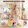 AmazingJoy Wooden Activity Cube for Toddlers 1-3 with Press to Go Car Toy, Montessori Baby Educational Learning Toys for Kids, Multipurpose Infant Activity Center, for Girls Boys 1+ Year Old view 2