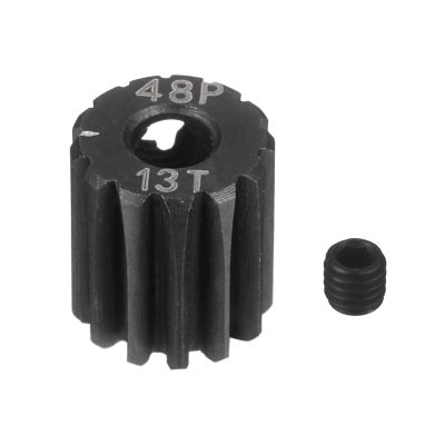 MECCANIXITY 48P Hardened Steel Pinion Gear, 13T 3.175mm Shaft Metal Motor Gear with Hex Key for RC Brushless Brush Motor Model Car Replace(Black)