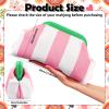 Sunnymove Mahjong Tile Bag Woven Clutch Purses for Women Woven Striped Dumpling Bag Summer Beach Evening Handbag for Mahjong Tile Vacation Supplies(Pink White,Thick Lines) view 2