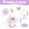 3 Pcs 7inch Desk Goose Outfits,Porch Goose Decor Set with Crystal Rhinestone Tiara Crown Necklace , for Home and Office Display, Seasonal Decoration Accessories view 2