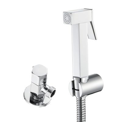 KUYBTU Handheld Bidet Sprayer for Toilet Cold Water Baby Cloth Diaper Sprayer Wall Mounted Brass Toilet Sprayer High Pressure Handheld Sprayer Kit with Angle Valve Baby Cloth/Bl-Chrome