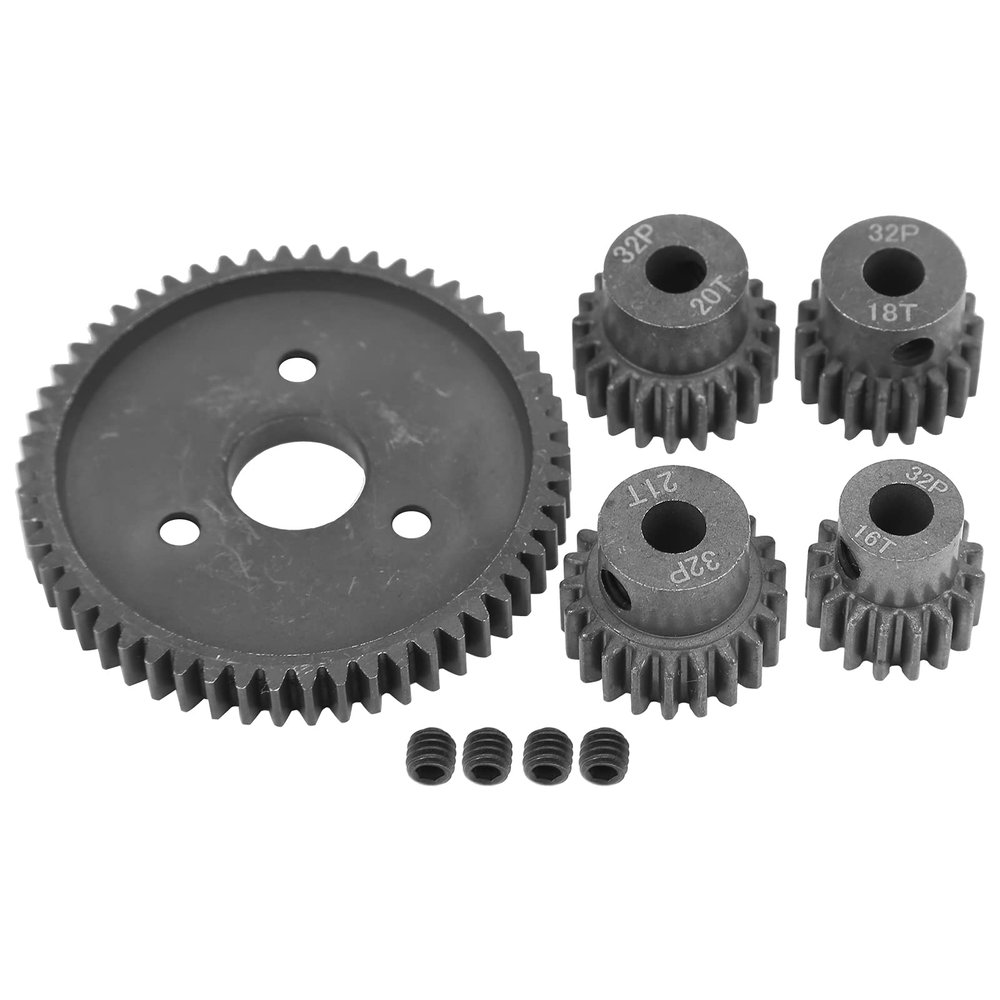 TLVFRTGYN RC Spur Diff 54T Main Gear Set Slash 2WD Black with 16T-21T Pinion Gears 9 Pcs