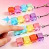 4 Packs Fidget Keyboard Keychain Toy, Keyboard with LED Lights Clicker Fidget Stress Relief Keyboard, Fidget Clicker Gifts for Kids Easter Christmas (Macaron) view 4