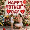 Happy Mothers Day Balloons 16 Inches Red Letter Balloons Red Heart Foil Balloon for Happy Mothers Day Party Decorations view 4