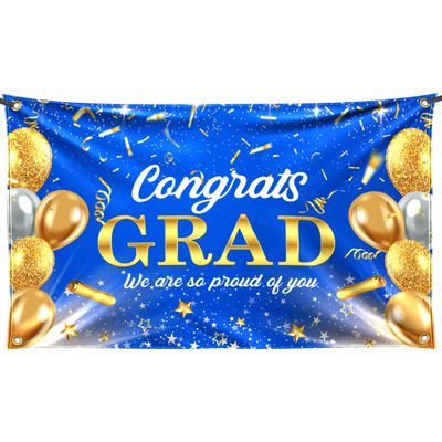 XtraLarge, Congrats Grad Banner - 72x44 Inch, Congratulations Banner | Graduation Class of 2026, Blue and Gold Grad Decorations Class of 2026 | 2026 Graduation Decorations | We are So Proud of You Backdrop