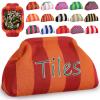 Sunnymove Mahjong Tile Bag Woven Clutch Purses for Women Woven Striped Dumpling Bag Summer Beach Evening Handbag for Mahjong Tile Vacation Supplies(Orange Purple,Thick Lines with Logo) view 1