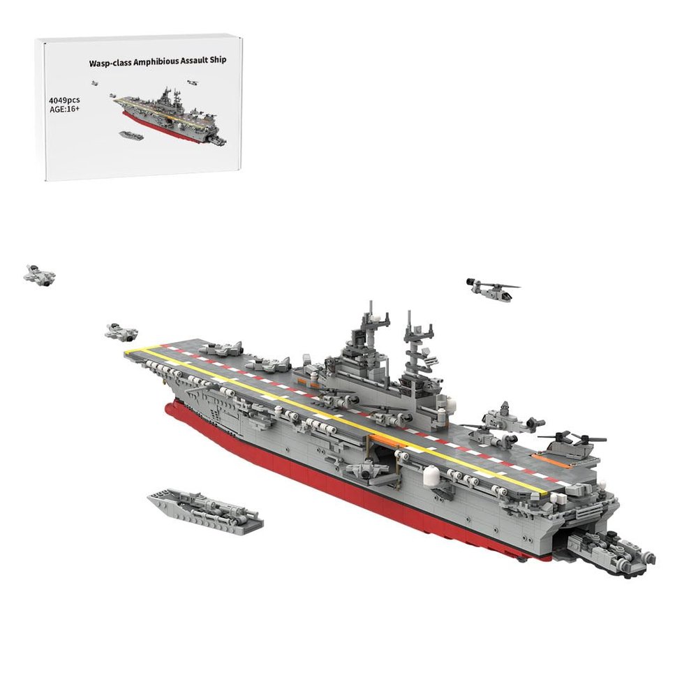 AxiomBricks 1/350 Wasp-Class Amphibious Assault Ship Model Large Collection Building Blocks Set, Collection for Military Enthusiast and Adult (4049PCS)