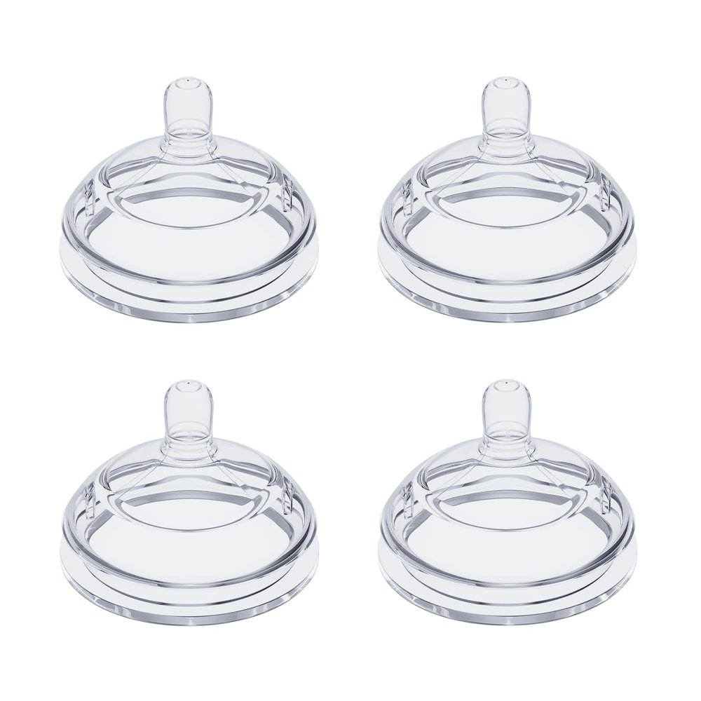 4 Pack Replacement Silicone Nipples Compatible with Comotomo Baby Bottles 5oz / 8oz, BPA-Free, Anti-Colic, Medium Flow, 3+ Months