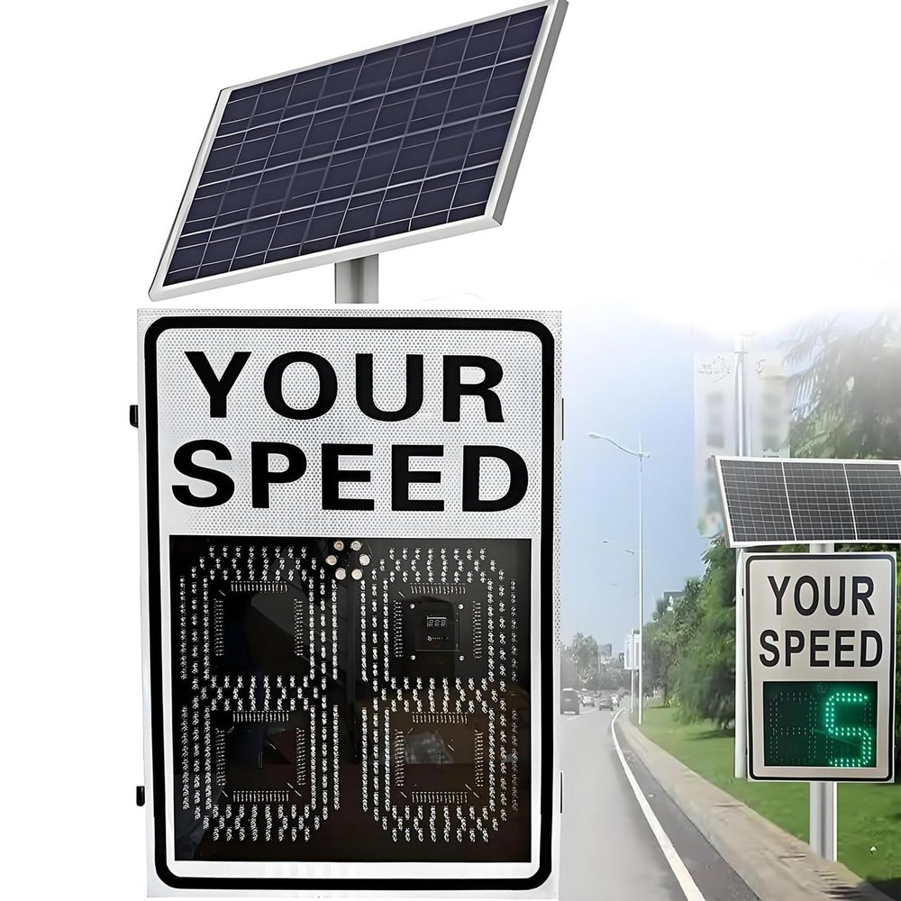 20"x27"/24"x35" Speed Limit Sign Speed Display Radar Traffic Sign, Solar Powered Radar Feedback Signs, LED Radars Speeds Display with Instant Feedback and Remote Control, Road Sign