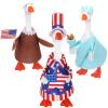 Abbylike 3 Sets 7 Inch Mini Desk Goose Outfits 4th of July Desk Goose Clothes Accessories Independence Day Patriotic Decor for Desktop Geese Statues Office and Home Table Decor Gifts (Mixed Style) view 1