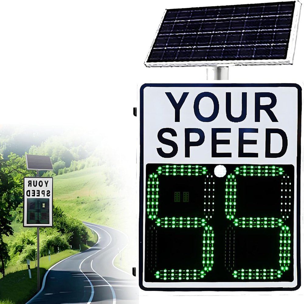 20"x27"/24"x35" Solar Powered Your Speed LED Radar Speed Display Sign, Traffic Feedback Warning Board Speeds Display, Solar Powered Speeds Limit Radar Sign, for Highways, Speed-LIM