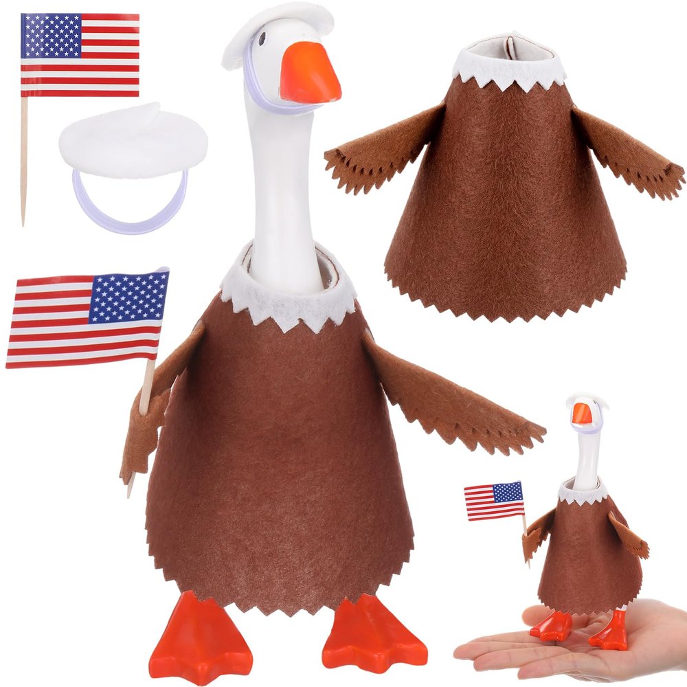 Abbylike 1 Set 7 Inch Patriotic Day Mini Desk Goose Outfits Desk Goose Clothes Accessories Patriotic Decor for Desktop Geese Statues Office and Home Table Decor Gifts (Falcon)