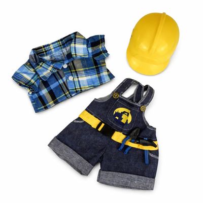 Construction Worker Outfit with Hardhat for 14 to 18 INCH Plush Bear Doll Clothing Builder Role Play Costume for Stuffed Animals Plush Toy Clothes Career Outfit Gift for ids