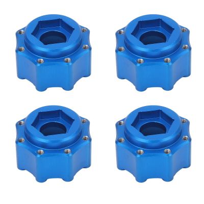 4pcs 17mm Hex Adapter, Professional Aluminum Alloy RC Hex Combiner, Fine Machined 3.8 Inch Tire Hex Coupler for RC Accessories with Lightweight High - Strength Design (Blue)