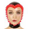 AiCc stylists Black Latex Hood Party Mask with Red Ruffles Cosplay (L) view 1