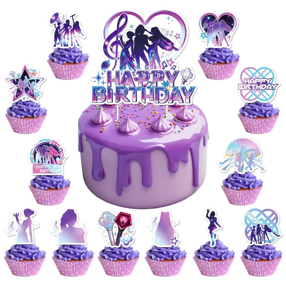 13PCS Cake Toppers Happy Birthday Cake Toppers Cupcake Toppers Birthday Party Decorations Cartoon Party Decoration. (AA7)
