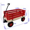 Red Wooden Wagon Cart with Folding Handle Heavy Duty All-Terrain Pull Wagon for Garden, Beach, Camping, Outdoor Toys & Utility Hauling view 2