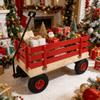 Red Wooden Wagon Cart with Folding Handle Heavy Duty All-Terrain Pull Wagon for Garden, Beach, Camping, Outdoor Toys & Utility Hauling view 3