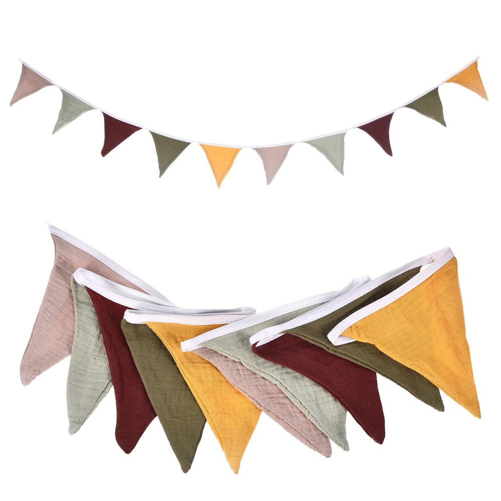 uxcell Pennant Banner Flags, 7.74 ft x 4.7 Inch Cotton Fabric Triangle Flags Wall Decor for Picnic Wedding Christmas Outdoor Birthday Party BBQ Decorations, Brown