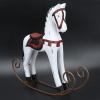 OEBUAFI Handmade Wooden Rocking Horse, Hand Carved and Painted Nordic Logs Decor, with Gentle Touch Shaking Motion, for Kids Gift Home Decoration (White) (White) view 1