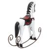OEBUAFI Handmade Wooden Rocking Horse, Hand Carved and Painted Nordic Logs Decor, with Gentle Touch Shaking Motion, for Kids Gift Home Decoration (White) (White) view 2