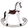 OEBUAFI Handmade Wooden Rocking Horse, Hand Carved and Painted Nordic Logs Decor, with Gentle Touch Shaking Motion, for Kids Gift Home Decoration (White) (White) view 3