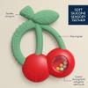 Itzy Ritzy Silicone Rattle Teether - Bitzy Shake Teething Toy with Textured Silicone, Gentle Rattle Sounds & Colorful Dancing Beads for Sensory Play (Cherries) view 4