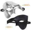 BESTonZON Disco Glitter Masquerade Half Face Mask for Halloween Party Silver Mirror Reflective Costume Accessory for Dance and Fancy Dress view 3