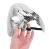 BESTonZON Disco Glitter Masquerade Half Face Mask for Halloween Party Silver Mirror Reflective Costume Accessory for Dance and Fancy Dress view 4