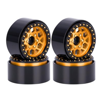 4PCS Aluminum 1.9" Beadlock Wheel CNC Hub for 1/10 RC Crawler, Compatible with TRX4, Compatible with SCX10 Pro, Compatible with Capra, Compatible with RC4WD, Compatible with Redcat Gen8(Orange)