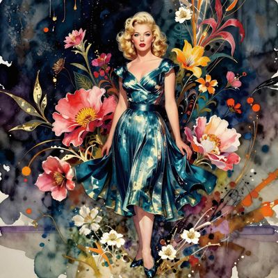 Saralluna Puzzle for Adults 1024 Pieces, Vintage Lady Blooms Jigsaw Puzzle