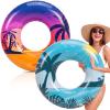 Silipull 2 Pcs Pool Float Adult Large Pool Tube Sunrise Sunset 47.24 Inches Inflatable Swimming Inner Tubes Floats Swimming Ring for Summer Beach Party Lake River Party Decoration Toys view 1