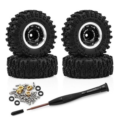 0.7 Inch RC Crawler Tires and Wheels Set 4016mm for 1/30 Scale Axial SCX30 (Black)