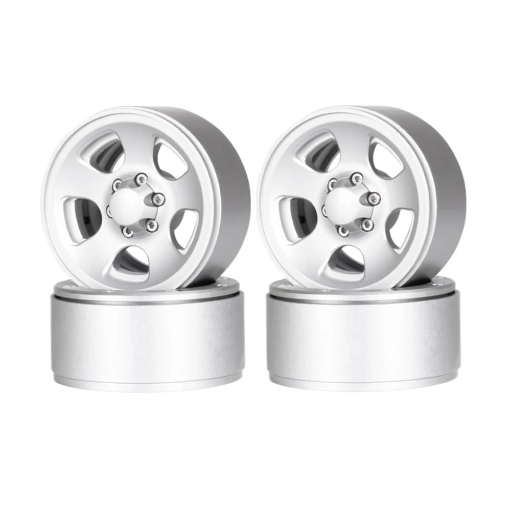 4Pcs 1.9" Beadlock Wheels for 1/10 RC Crawler - Aluminum 5-Spoke Rims Compatible with SCX10, TRX4, MST CFX