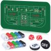 Craps Table Top Set, Includes 70" x 35" Rubber Craps Tabletop Layout Mat with Storage Bag, 2 Grade AAA 19mm Craps Dices, 200 Poker Chips and 3 Inch On/Off Buttons, Casino Games for PartyRed Dices view 1