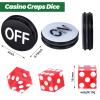 Craps Table Top Set, Includes 70" x 35" Rubber Craps Tabletop Layout Mat with Storage Bag, 2 Grade AAA 19mm Craps Dices, 200 Poker Chips and 3 Inch On/Off Buttons, Casino Games for PartyRed Dices view 3