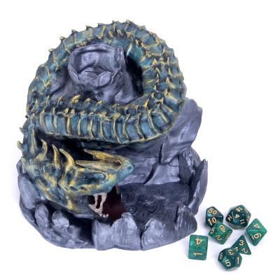 Azure Dragon Dice Tower, 7Pcs Polyhedral Dice, for Dungeons & Dragons(D&D), RPG Games and Tabletop Games, Dice Roller Tower