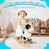 FUNLIO Cow Rocking Horse Ages 1-3, Adorable Baby Rocking Horse with Cuddly Head, Bright Sparkling Eyes & Jingling Bell, Stuffed Plush Ride-on Baby Rocker, Easy to Assemble, CPC & CE Certified view 2
