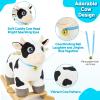 FUNLIO Cow Rocking Horse Ages 1-3, Adorable Baby Rocking Horse with Cuddly Head, Bright Sparkling Eyes & Jingling Bell, Stuffed Plush Ride-on Baby Rocker, Easy to Assemble, CPC & CE Certified view 3